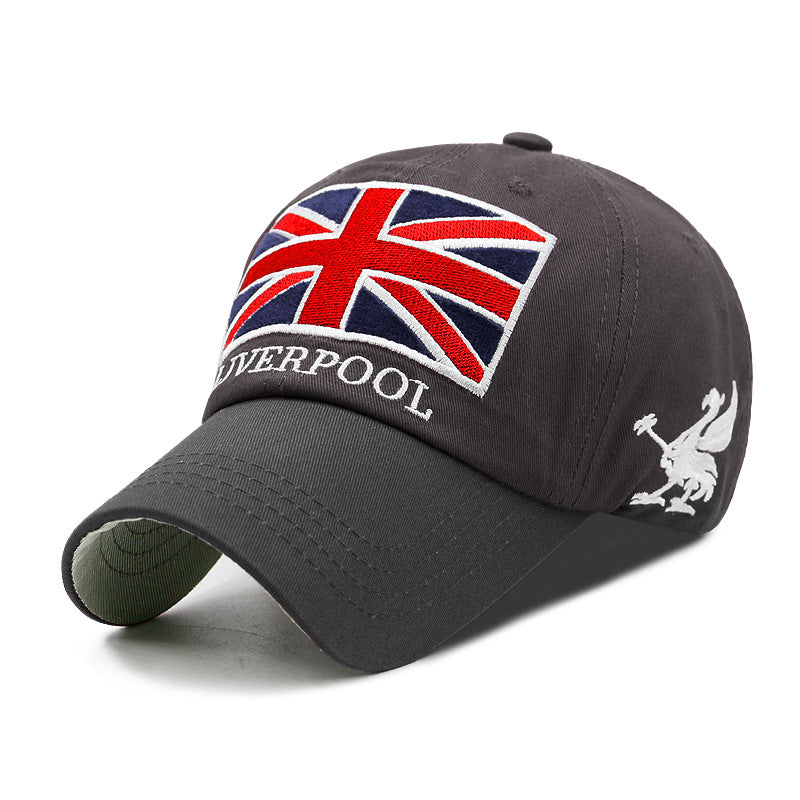 Korean Style Cotton Baseball Cap with Embroidered Flag