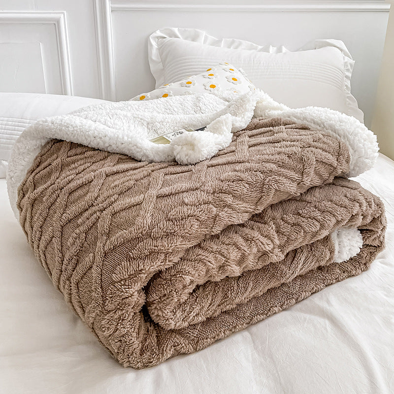 Thick Double Layer Lamb Fleece Blanket for Fall/Winter