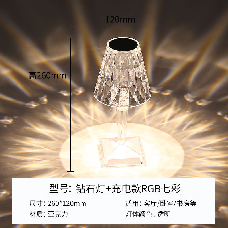 Modern Minimalist Touch Table Lamp with Crystal Rose