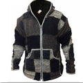 Men's Color-Block Knitted Sweater with Hooded Zipper