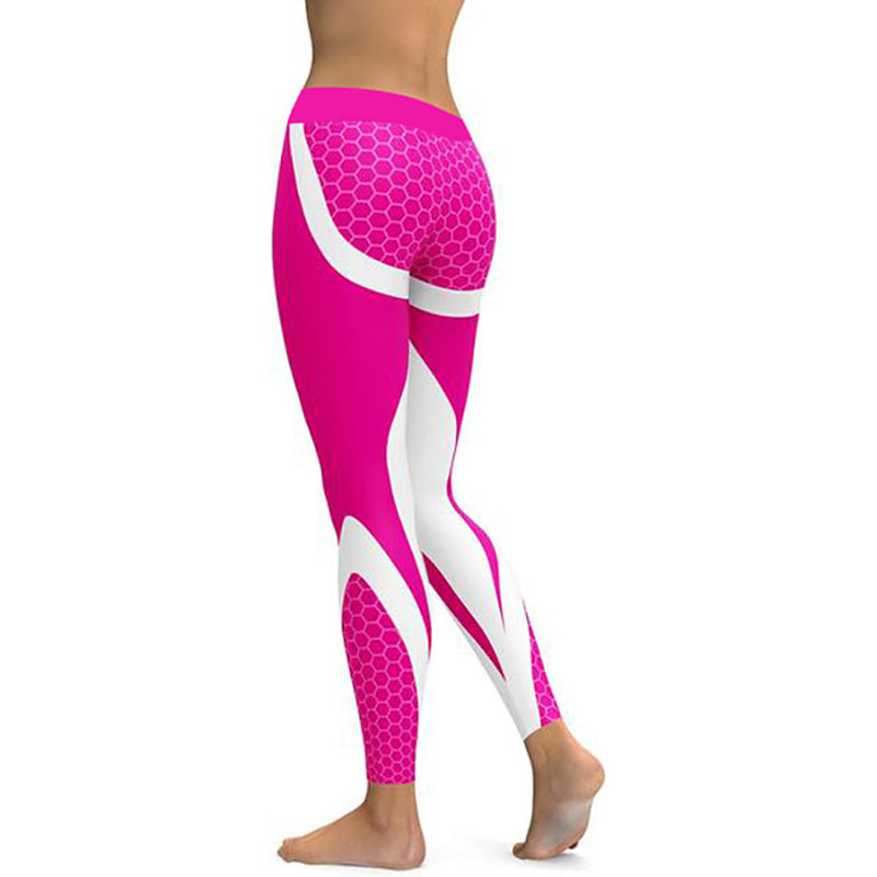 Geometric Honeycomb Digital Print Yoga Leggings