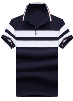 Men's Short Sleeve Striped Polo Shirt for Summer