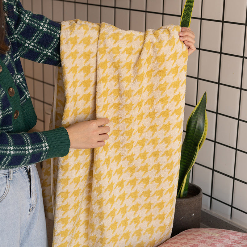 Houndstooth Cotton Jacquard Face Towel - Soft & Absorbent