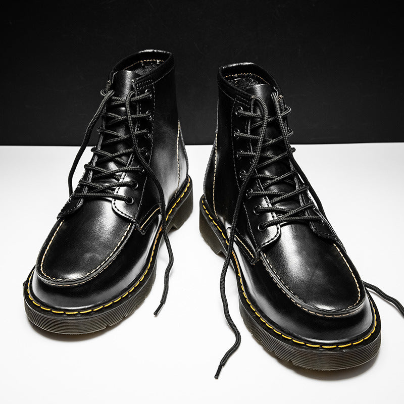 Men's High-Top Cowhide Martin Trendy Tooling Boots