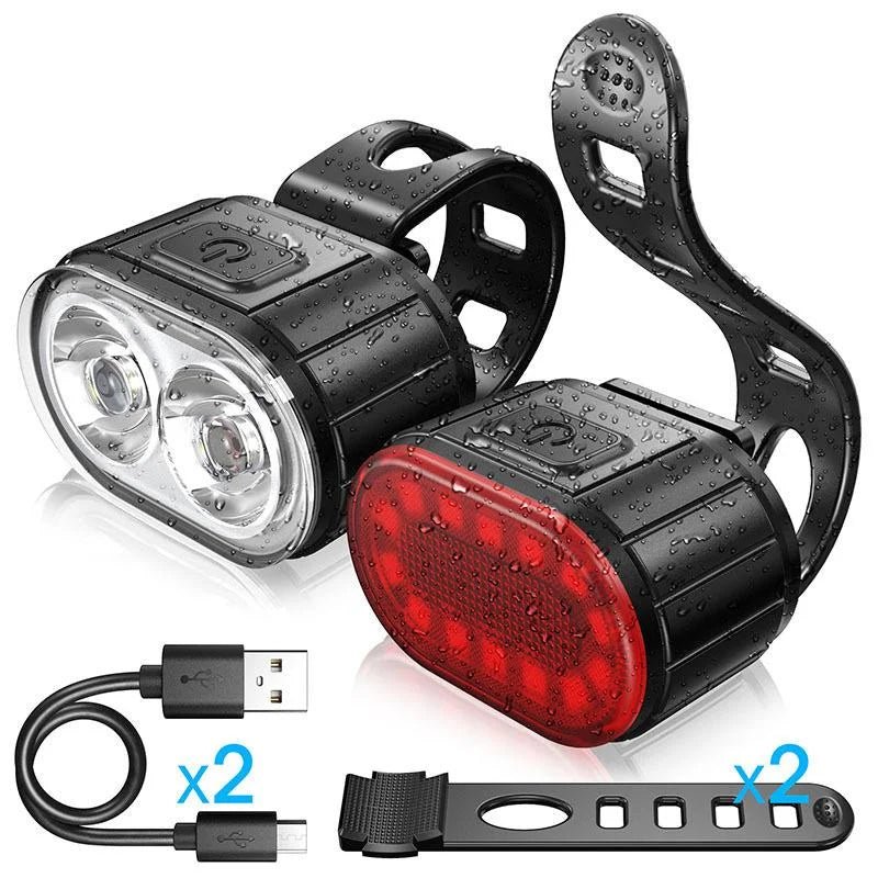 Fahrrad Lichter LED Fahrrad Lampe USB Aufladbare Fahrrad Vorne und Hinten Licht Vordere Lampe Rücklicht Radfahren Laterne Fahrrad Taschenlampe - flohmarkt-deutschland.shop