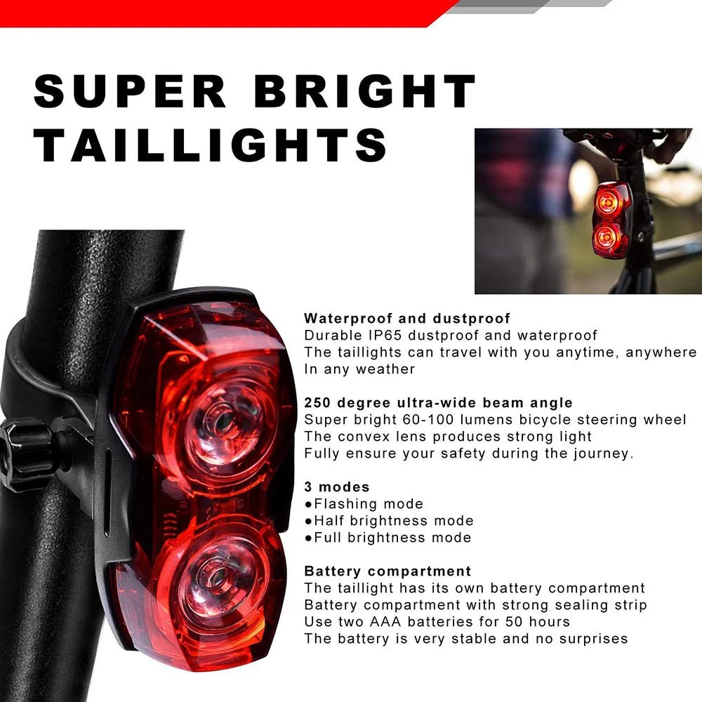 Fahrrad-Rücklichter, hell, 100 Lumen, Fahrradbatterie, LED-Rücklicht, einfach zu installieren, Rennrad, MTB, Radfahren, Sicherheit, Taschenlampen-Zubehör - flohmarkt-deutschland.shop