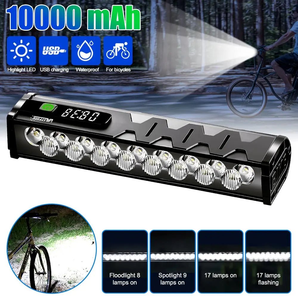 Fahrradlicht Vorne 8/17LED 25500 Lumen Fahrradbeleuchtung 10000mAh Wasserdichte Taschenlampe USB-Aufladung MTB Rennrad Fahrradlampe Zubehör - flohmarkt-deutschland.shop