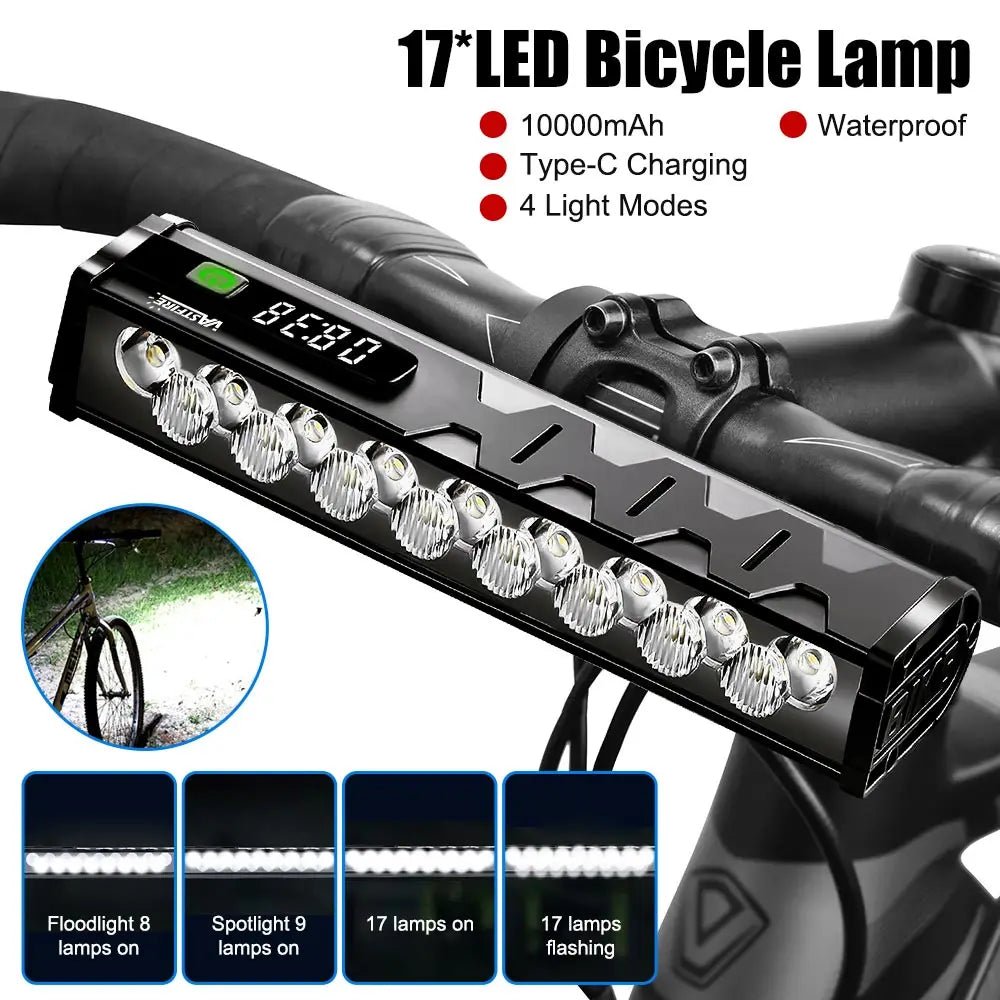 Fahrradlicht Vorne 8/17LED 25500 Lumen Fahrradbeleuchtung 10000mAh Wasserdichte Taschenlampe USB-Aufladung MTB Rennrad Fahrradlampe Zubehör - flohmarkt-deutschland.shop