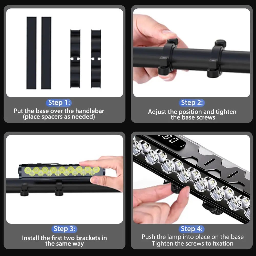 Fahrradlicht Vorne 8/17LED 25500 Lumen Fahrradbeleuchtung 10000mAh Wasserdichte Taschenlampe USB-Aufladung MTB Rennrad Fahrradlampe Zubehör - flohmarkt-deutschland.shop