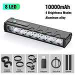 Fahrradlicht Vorne 8/17LED 25500 Lumen Fahrradbeleuchtung 10000mAh Wasserdichte Taschenlampe USB-Aufladung MTB Rennrad Fahrradlampe Zubehör - flohmarkt-deutschland.shop