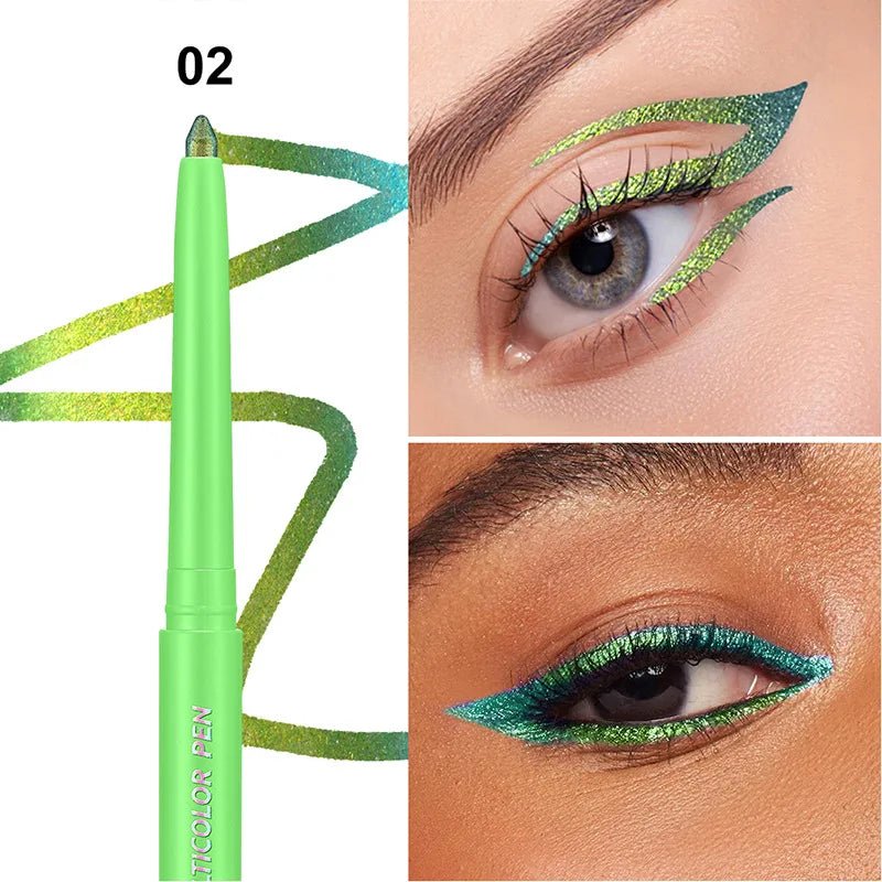 Farbwechselnder Lidschattenstift Multi-Chrome Eyeliner Wasserfest Langanhaltend Glatter Creme-Gel-Liner Augen-Make-up Glitzer-Lidschatten - flohmarkt-deutschland.shop