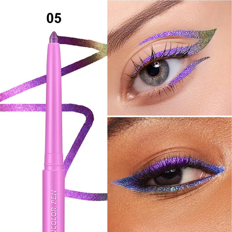 Farbwechselnder Lidschattenstift Multi-Chrome Eyeliner Wasserfest Langanhaltend Glatter Creme-Gel-Liner Augen-Make-up Glitzer-Lidschatten - flohmarkt-deutschland.shop