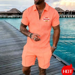 Fashion Luxury Men's Sets Summer vacation set Casual Zip Short Sleeve Polo Shirts Shorts 2 Piece Outfit y2k sommer outfit herren - flohmarkt-deutschland.shop