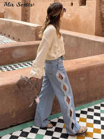 Fashion Side Hollow Out Jeans Women's High Waist Straight Leg Denim Pants 2026 Summer New Lady Trendy Casual Streetwear - flohmarkt-deutschland.shop