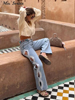 Fashion Side Hollow Out Jeans Women's High Waist Straight Leg Denim Pants 2026 Summer New Lady Trendy Casual Streetwear - flohmarkt-deutschland.shop
