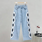 Fashion Side Hollow Out Jeans Women's High Waist Straight Leg Denim Pants 2026 Summer New Lady Trendy Casual Streetwear - flohmarkt-deutschland.shop