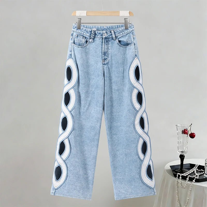 Fashion Side Hollow Out Jeans Women's High Waist Straight Leg Denim Pants 2026 Summer New Lady Trendy Casual Streetwear - flohmarkt-deutschland.shop