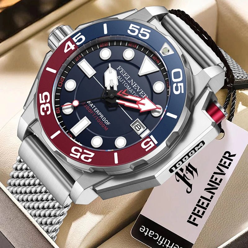 Feelnever Design Herren mechanische Uhren Luxus Automatik uhr für Herren Mode leuchtende Taucher uhr Herren Relogios Masculino - flohmarkt-deutschland.shop
