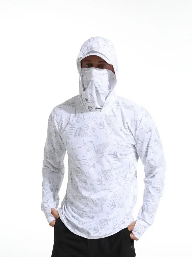 Fishing Shirt Hooded Men Fishing Clothes Outdoor Summer Mask Hoodie Sun Uv Protection Performance Jersey - flohmarkt-deutschland.shop