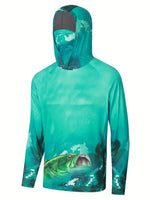 Fishing Shirt Hooded Men Fishing Clothes Outdoor Summer Mask Hoodie Sun Uv Protection Performance Jersey - flohmarkt-deutschland.shop