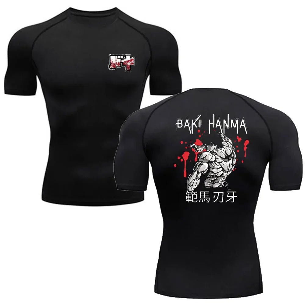 Fitness T-shirt Anime Baki Hanma Men T Shirt Gym Outdoor Training MMA Rash Guard Boxing T shirt Herren Jiu Jitsu Bjj Sport Shirt - flohmarkt-deutschland.shop