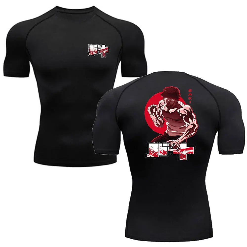 Fitness T-shirt Anime Baki Hanma Men T Shirt Gym Outdoor Training MMA Rash Guard Boxing T shirt Herren Jiu Jitsu Bjj Sport Shirt - flohmarkt-deutschland.shop