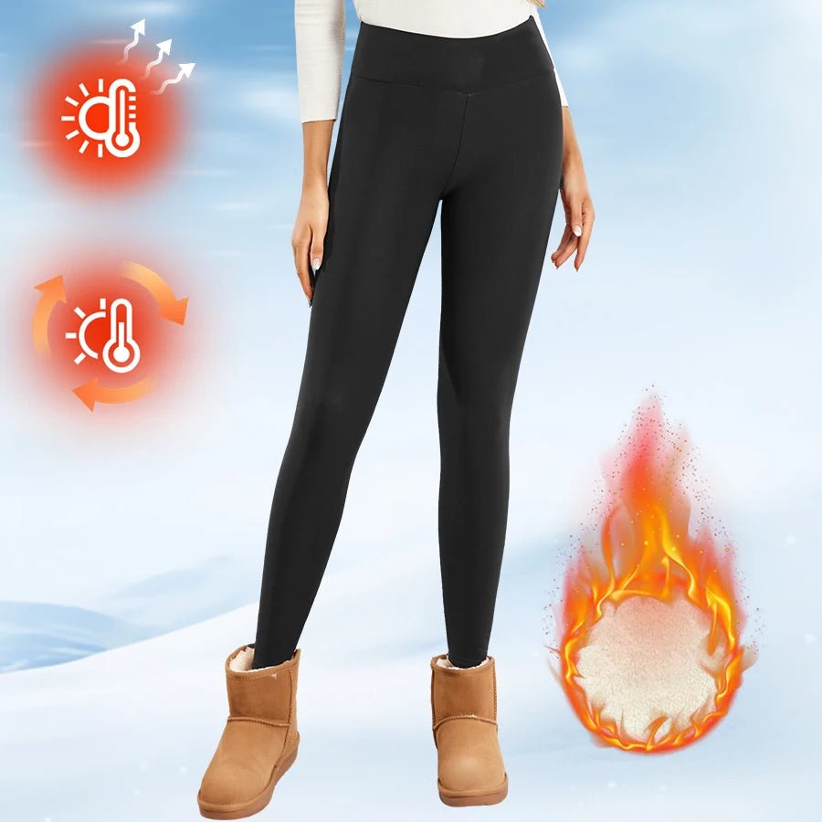 Fleece-Damen-Leggings, dicke Schlaghose, hohe Taille, Thermo-Strumpfhose, Bauchkontrolle, Winter, warme Leggings, Freizeitkleidung - flohmarkt-deutschland.shop