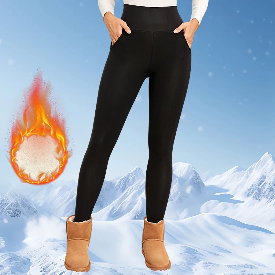 Fleece-Damen-Leggings, dicke Schlaghose, hohe Taille, Thermo-Strumpfhose, Bauchkontrolle, Winter, warme Leggings, Freizeitkleidung - flohmarkt-deutschland.shop