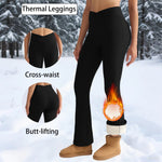 Fleece-Damen-Leggings, dicke Schlaghose, hohe Taille, Thermo-Strumpfhose, Bauchkontrolle, Winter, warme Leggings, Freizeitkleidung - flohmarkt-deutschland.shop