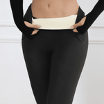 Fleece-Damen-Leggings, dicke Schlaghose, hohe Taille, Thermo-Strumpfhose, Bauchkontrolle, Winter, warme Leggings, Freizeitkleidung - flohmarkt-deutschland.shop