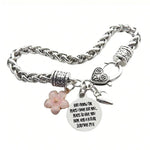 Flower Heart Bible Verse Charm Bracelet Antique Silver Plated Twisted Chain Bracelets Inspirational Christian Jewelry - flohmarkt-deutschland.shop