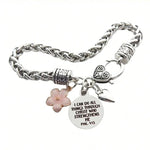 Flower Heart Bible Verse Charm Bracelet Antique Silver Plated Twisted Chain Bracelets Inspirational Christian Jewelry - flohmarkt-deutschland.shop