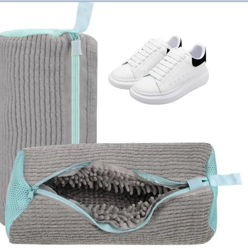 Fluffy Fiber Schuh Waschbeutel - 360 Grad Rundum Reinigung, Wiederverwendbar Und Maschinenwaschbar Mit Reißverschluss - flohmarkt-deutschland.shop