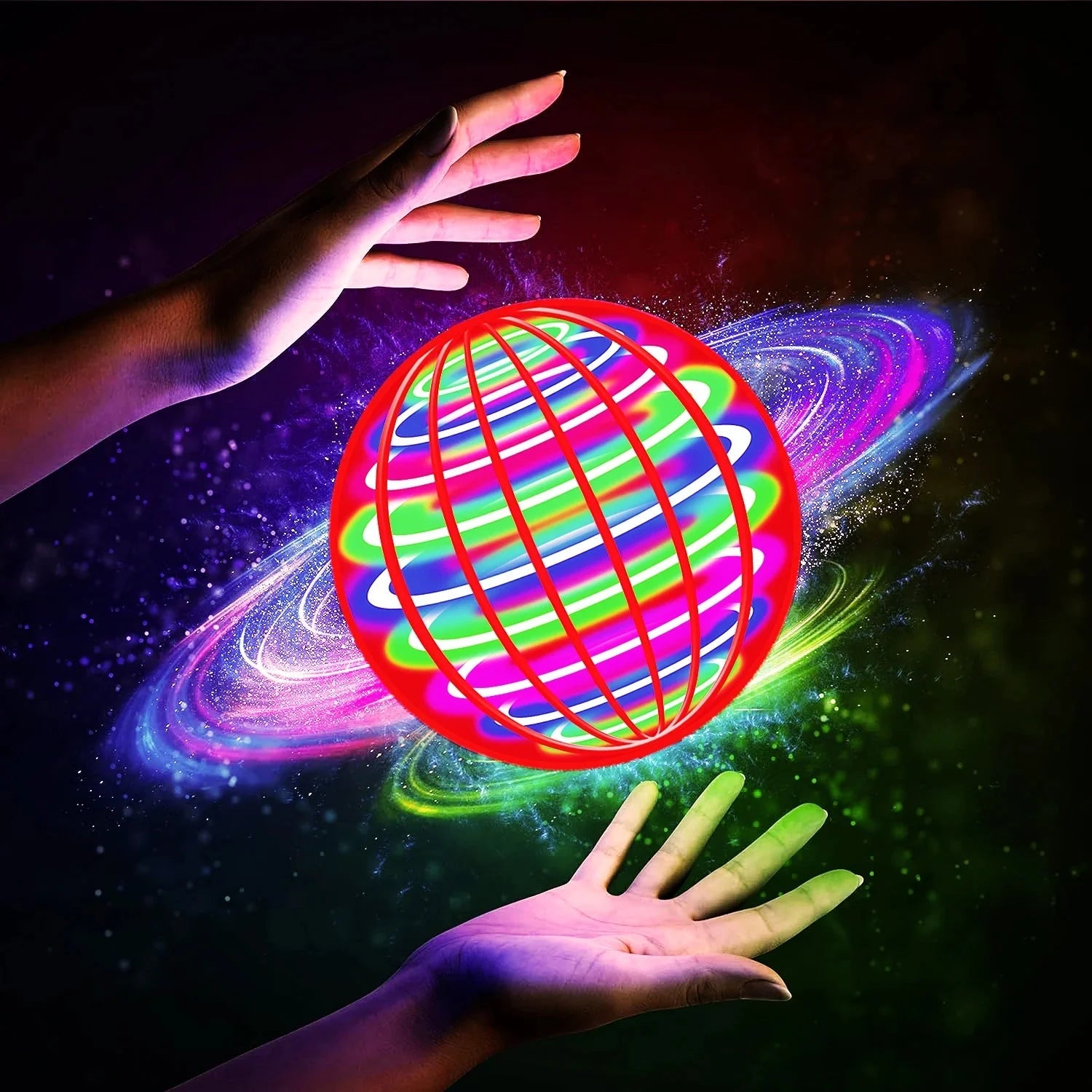 Flying ball, automatic spinning ball, LED dazzling lights, floating magic, fan, UFO flying machine, toy, gift, game, sports ball - flohmarkt-deutschland.shop
