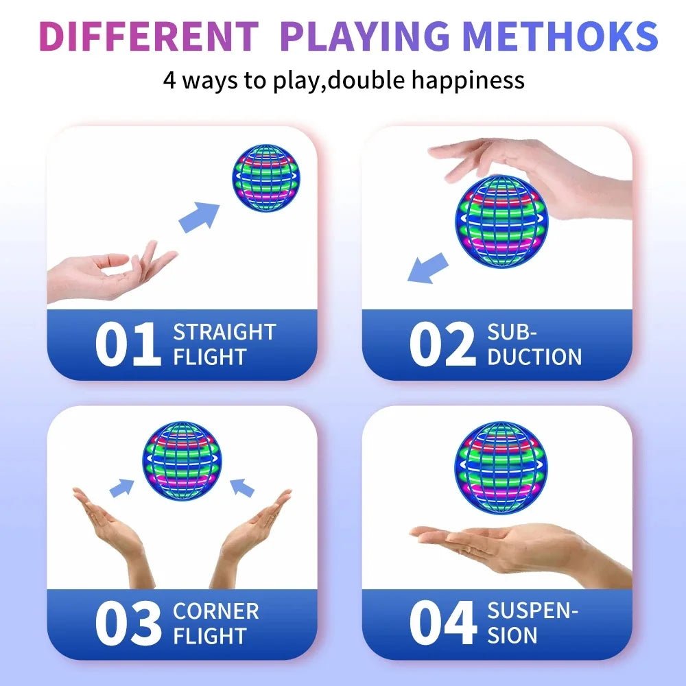 Flying ball, automatic spinning ball, LED dazzling lights, floating magic, fan, UFO flying machine, toy, gift, game, sports ball - flohmarkt-deutschland.shop