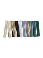 Frauen Chic Mode Büro Tragen Gerade Hosen Vintage Hohe Taille Zipper Fliegen Weibliche Hose Mujer - flohmarkt-deutschland.shop