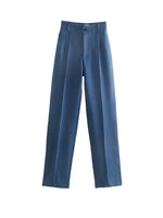 Frauen Chic Mode Büro Tragen Gerade Hosen Vintage Hohe Taille Zipper Fliegen Weibliche Hose Mujer - flohmarkt-deutschland.shop