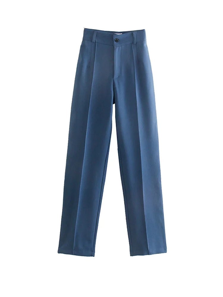 Frauen Chic Mode Büro Tragen Gerade Hosen Vintage Hohe Taille Zipper Fliegen Weibliche Hose Mujer - flohmarkt-deutschland.shop