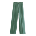 Frauen Chic Mode Büro Tragen Gerade Hosen Vintage Hohe Taille Zipper Fliegen Weibliche Hose Mujer - flohmarkt-deutschland.shop