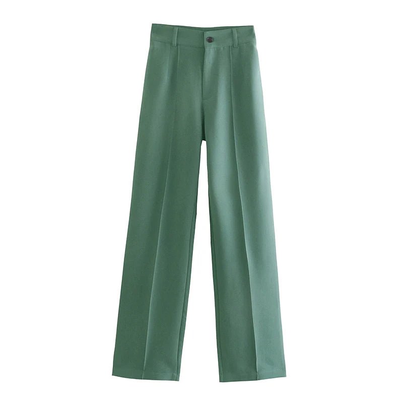 Frauen Chic Mode Büro Tragen Gerade Hosen Vintage Hohe Taille Zipper Fliegen Weibliche Hose Mujer - flohmarkt-deutschland.shop