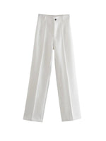 Frauen Chic Mode Büro Tragen Gerade Hosen Vintage Hohe Taille Zipper Fliegen Weibliche Hose Mujer - flohmarkt-deutschland.shop