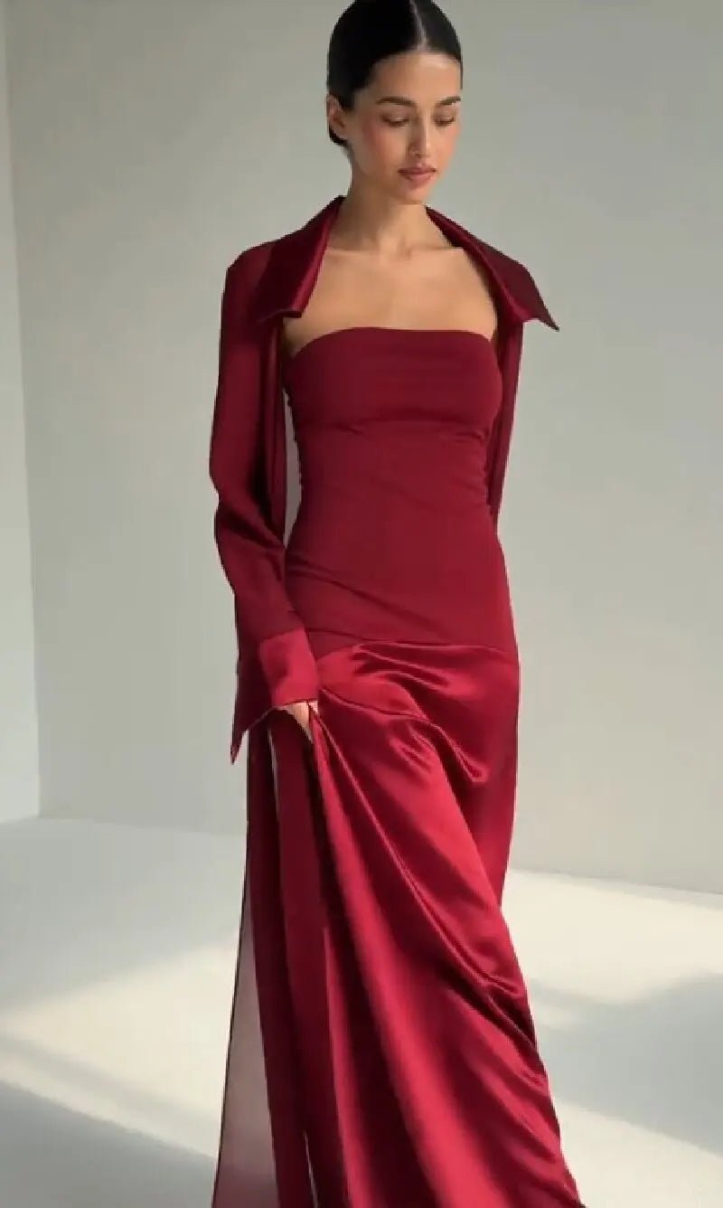 Frauen Elegante Satin Liebsten Lange Kleider Sexy Off Schulter Backless Langen Rock Schal Roben Neue Trend Party Abend Datum Kleider - flohmarkt-deutschland.shop