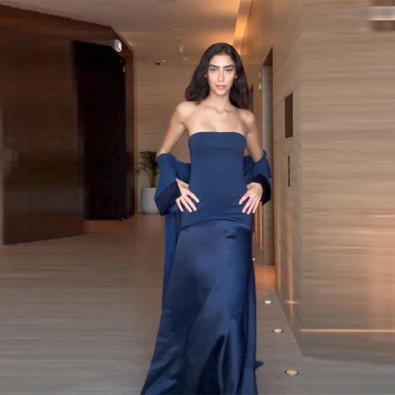 Frauen Elegante Satin Liebsten Lange Kleider Sexy Off Schulter Backless Langen Rock Schal Roben Neue Trend Party Abend Datum Kleider - flohmarkt-deutschland.shop