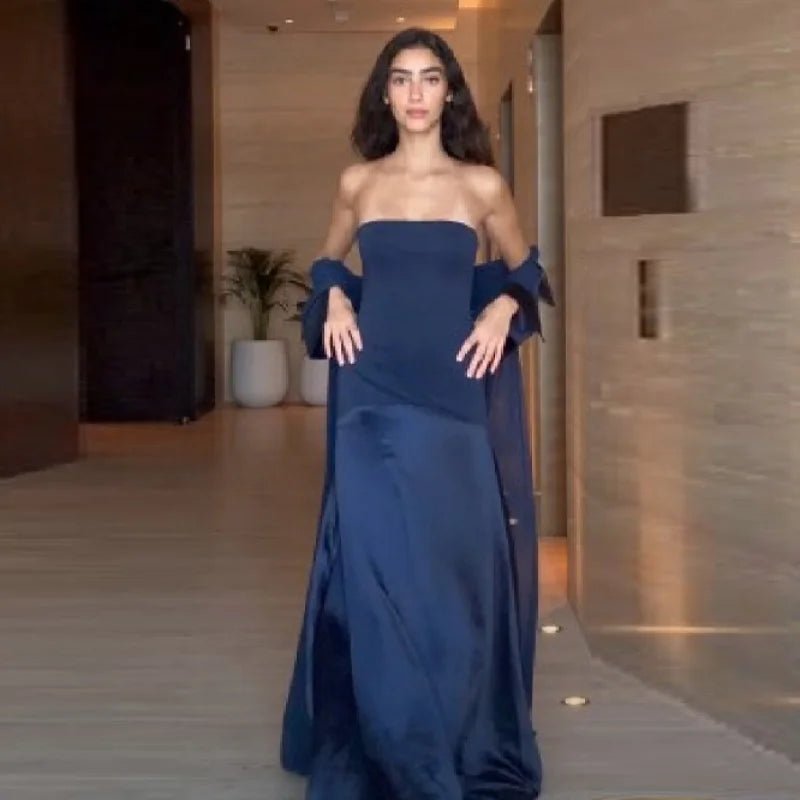 Frauen Elegante Satin Liebsten Lange Kleider Sexy Off Schulter Backless Langen Rock Schal Roben Neue Trend Party Abend Datum Kleider - flohmarkt-deutschland.shop