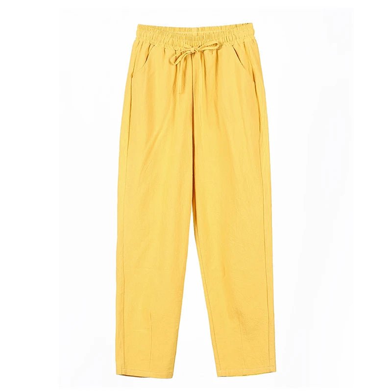 Frauen Frühling Sommer Hosen Baumwolle solide elastische Taille Süßigkeiten Farben Mode Harems hose lässige weibliche Hosen - flohmarkt-deutschland.shop