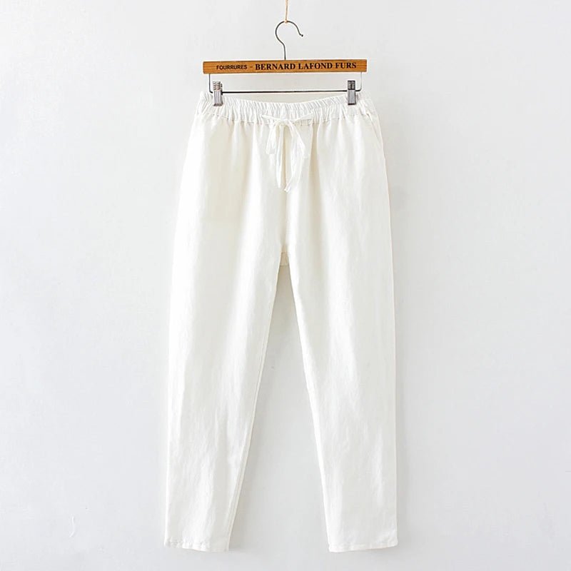 Frauen Frühling Sommer Hosen Baumwolle solide elastische Taille Süßigkeiten Farben Mode Harems hose lässige weibliche Hosen - flohmarkt-deutschland.shop