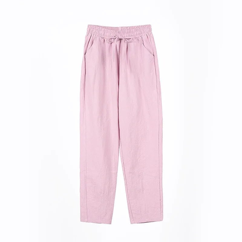 Frauen Frühling Sommer Hosen Baumwolle solide elastische Taille Süßigkeiten Farben Mode Harems hose lässige weibliche Hosen - flohmarkt-deutschland.shop