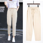 Frauen Frühling Sommer Hosen Baumwolle solide elastische Taille Süßigkeiten Farben Mode Harems hose lässige weibliche Hosen - flohmarkt-deutschland.shop