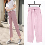 Frauen Frühling Sommer Hosen Baumwolle solide elastische Taille Süßigkeiten Farben Mode Harems hose lässige weibliche Hosen - flohmarkt-deutschland.shop