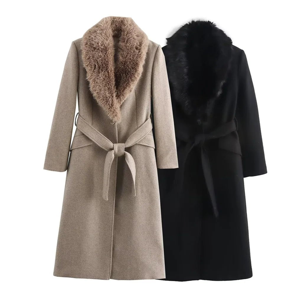 Frauen Gürtel Warme Pelz Kragen Mantel Flip Kragen Tasche Taste Dekoration Herbst/Winter Neue frauen Tragen - flohmarkt-deutschland.shop